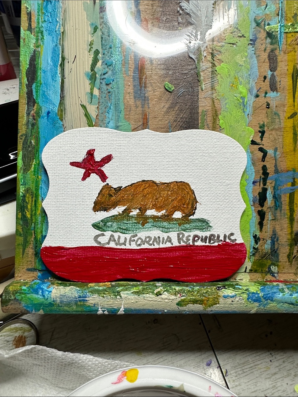 Hand-Painted California Republic Magnetic Canvas